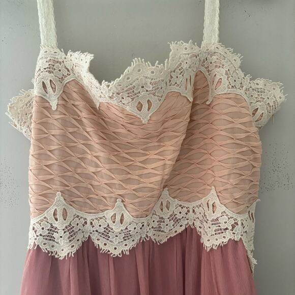 Sundance Adelina Slip Dress Lace Chiffon Romantic Pink Size 12 - Picture 5 of 13